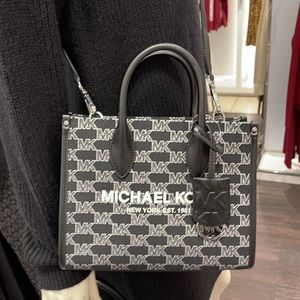 Michael Kors Mirella Small Shopper Top Zip Crossbody Bag Logo MK
Black Multi